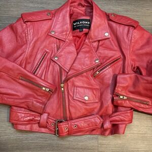 Vintage Wilsons Leather Red Moto Jacket Womens Large Thriller Punk Rock